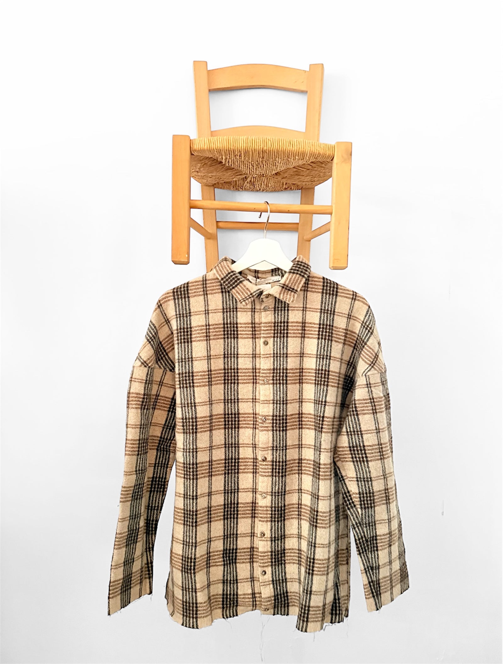 Album Di Famiglia Woman Tartan Soft Collar Shirt Natural Beige