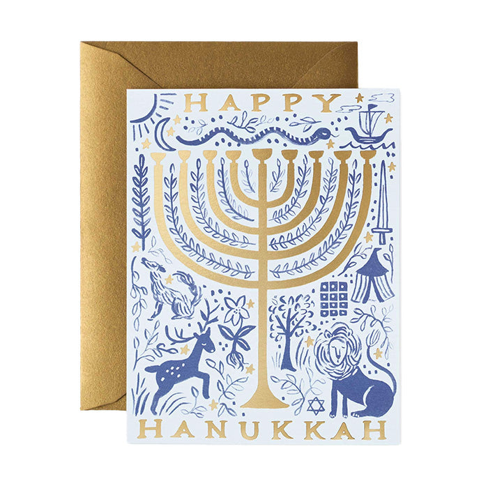 Rifle Paper Co. Twelve Tribes Hannukkah Menorah Card