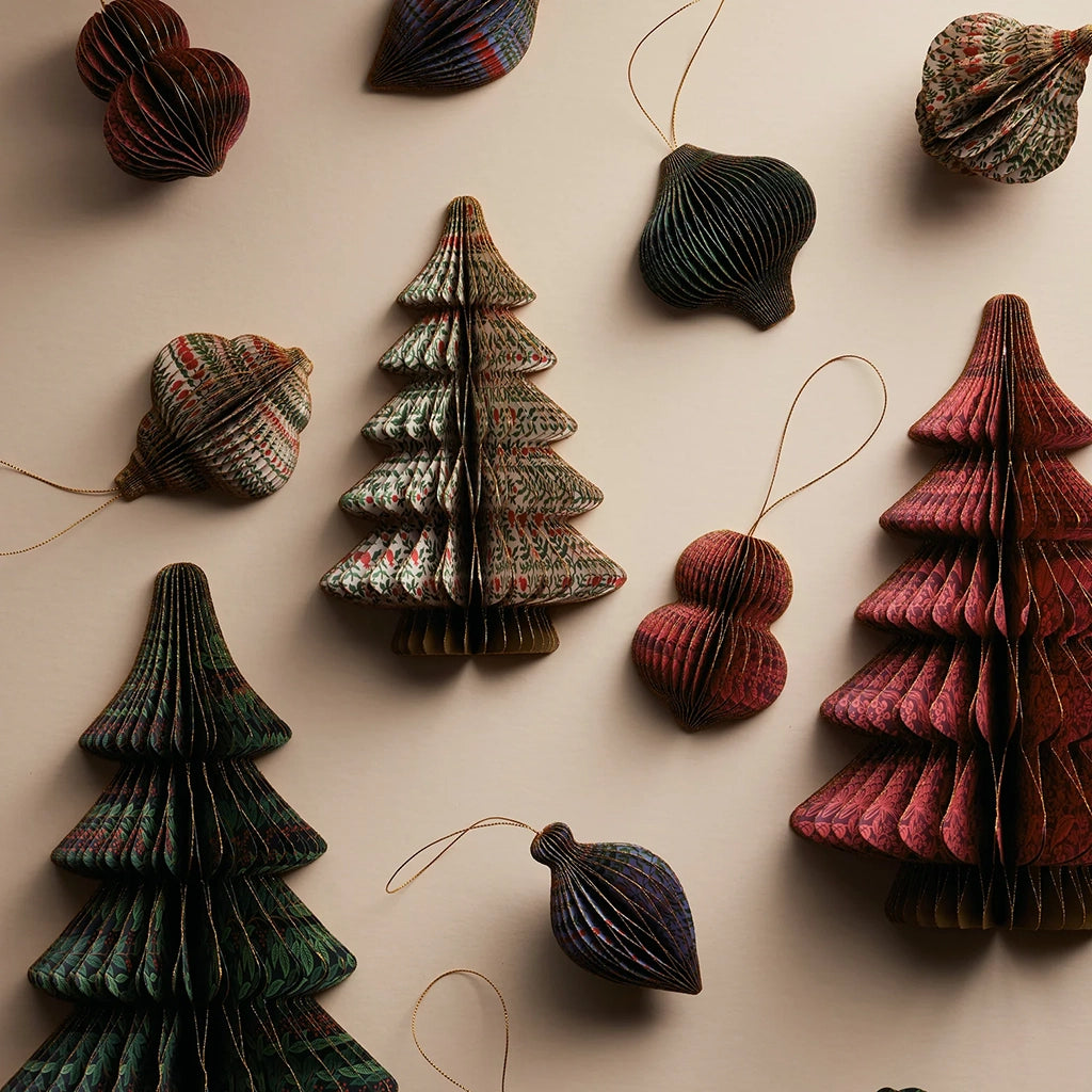 Rifle Paper Co. Set Of 5 Christmastide Honeycomb Ornaments