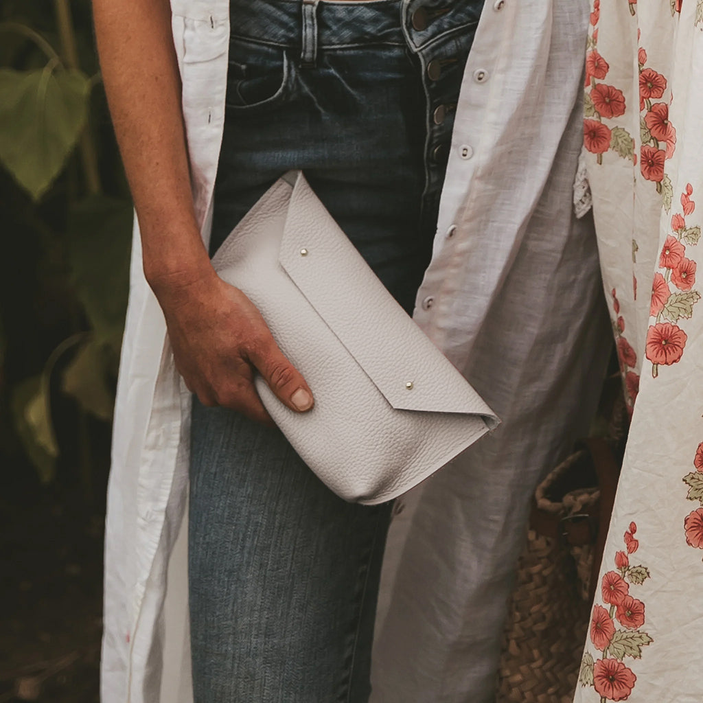 Studio Lowen Ailla Leather Clutch Bag Berry Purple