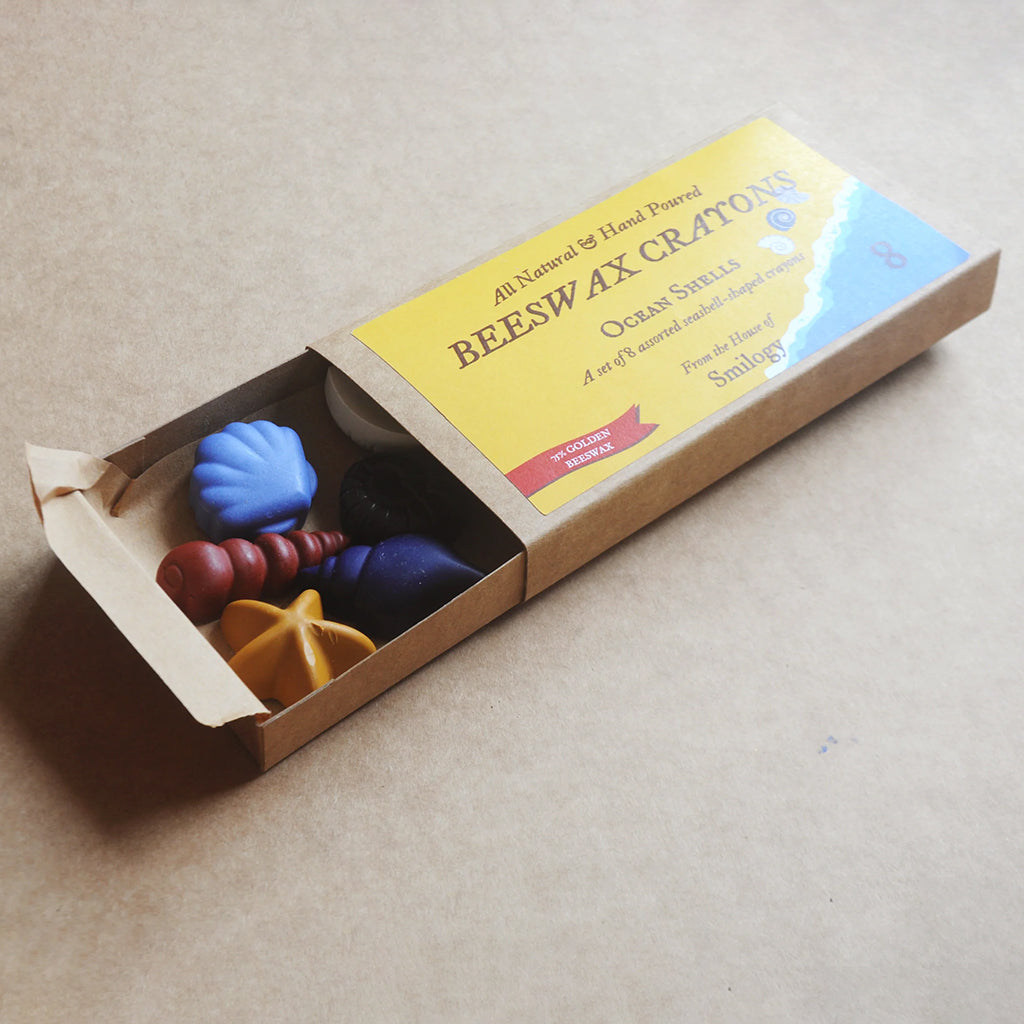 Smilogy Natural Beeswax Ocean Seashell Crayons Set of 8