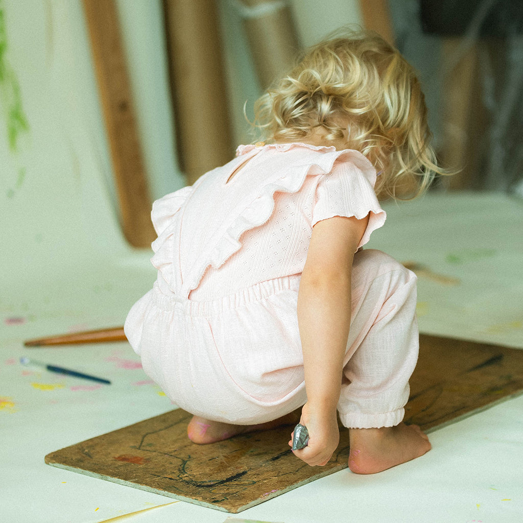 Snug Baby And Child Plain Jumpsuit With Ruffle Pink