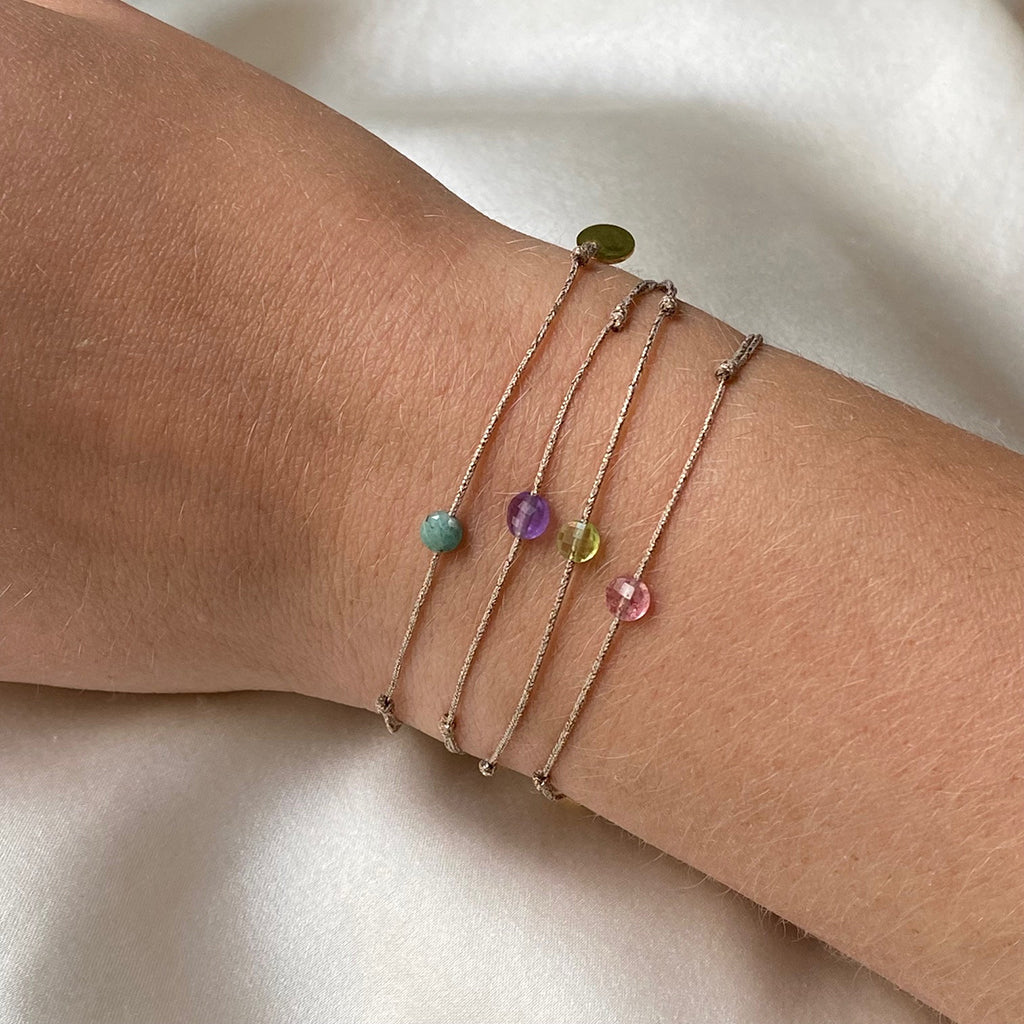 Sophie Deschamps Bijoux Marion Fine Stone Mini Bracelet Strawberry Pink Quartz