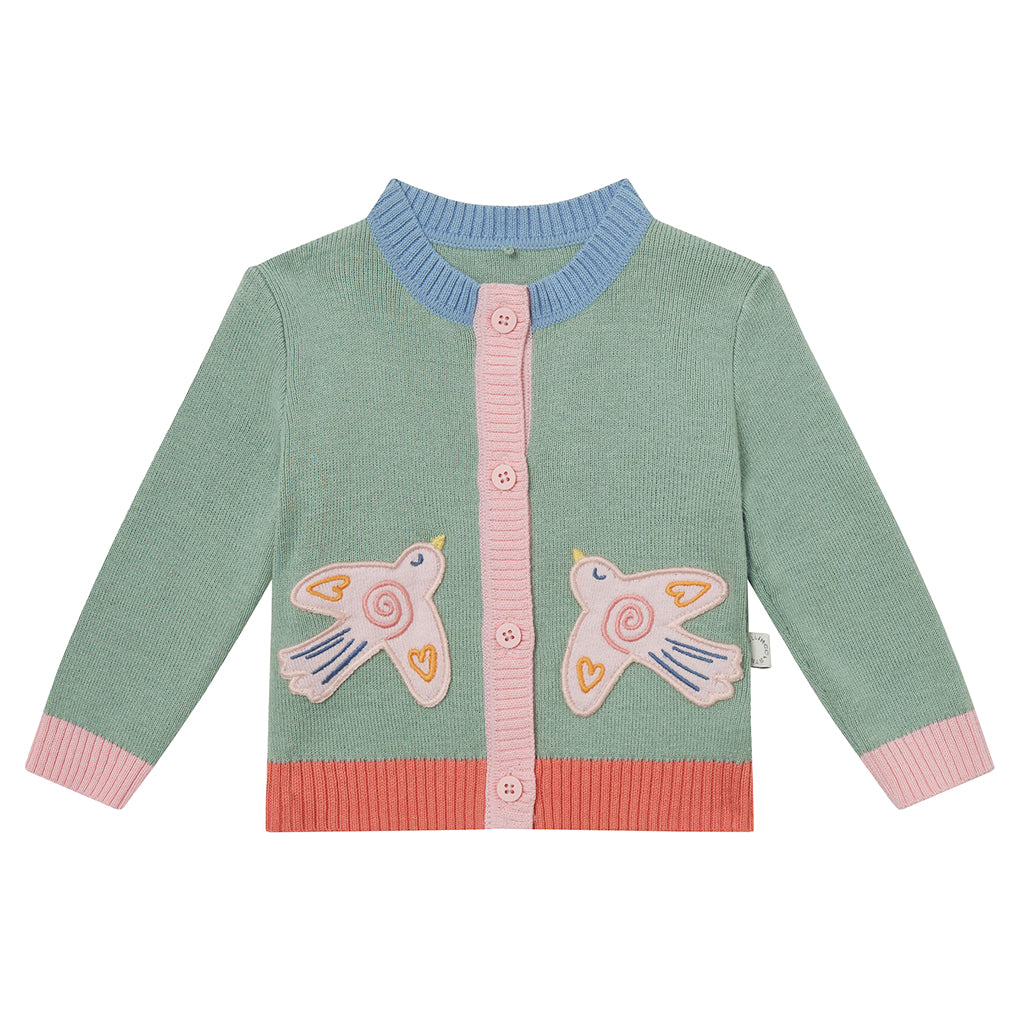 Stella McCartney Baby Cardigan With Birds Sage Green