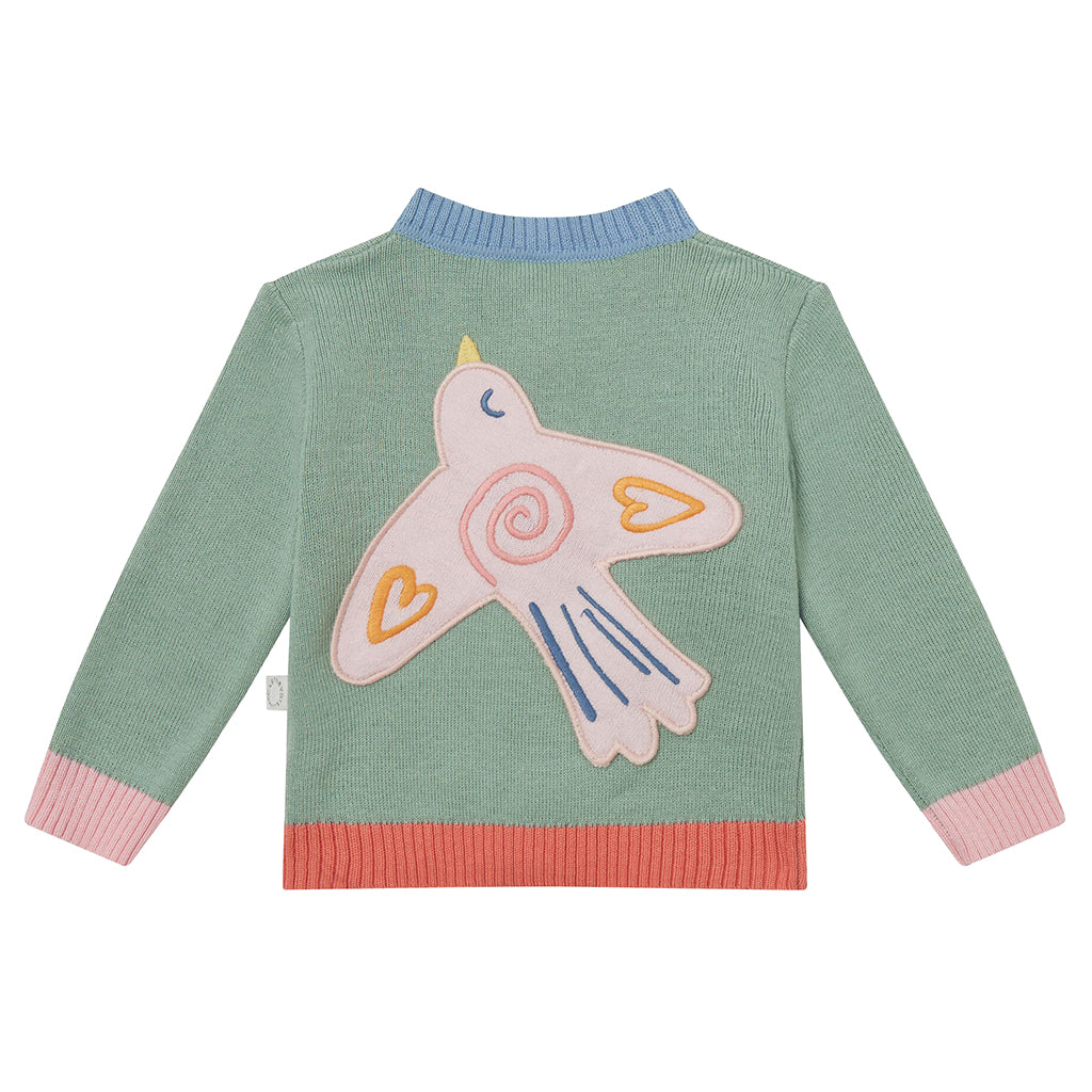Stella McCartney Baby Cardigan With Birds Sage Green
