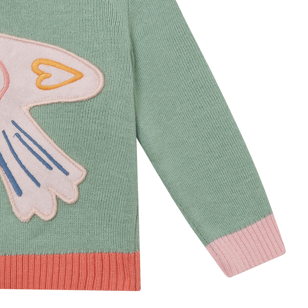 Stella McCartney Baby Cardigan With Birds Sage Green