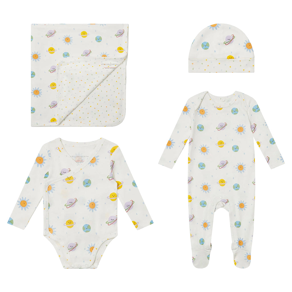 Stella McCartney Baby Four Piece Set Planets Print White