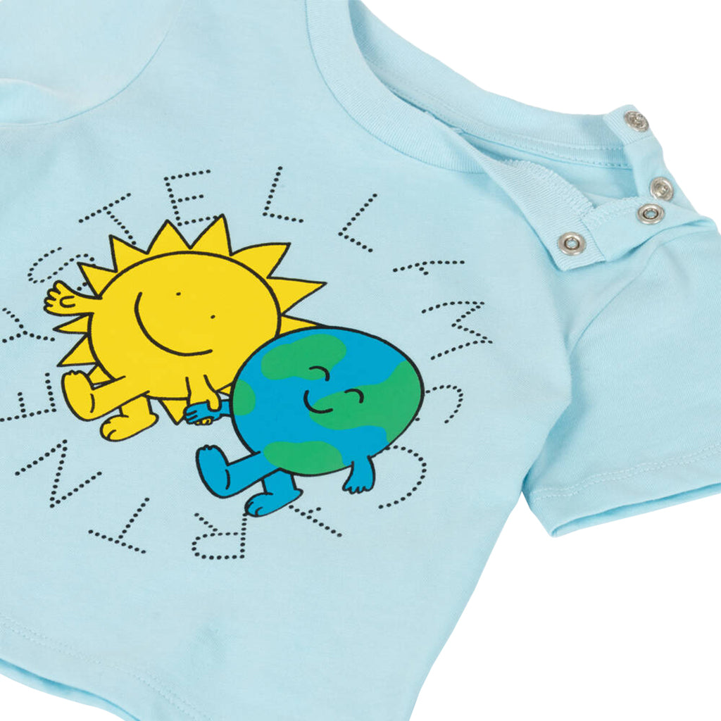Stella McCartney Baby T-Shirt With Sun And Earth Logo Disc Blue