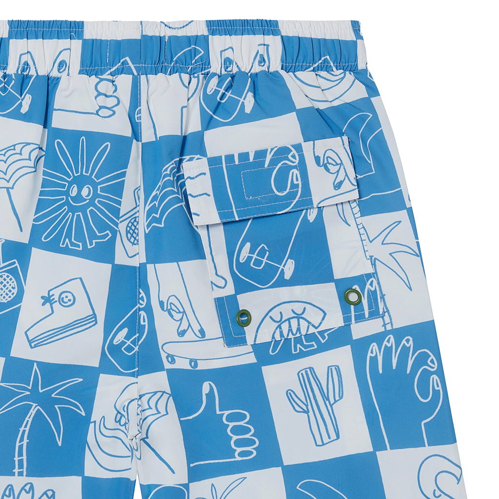 Stella McCartney Child Swim Shorts Checkerboard Skater Print Blue