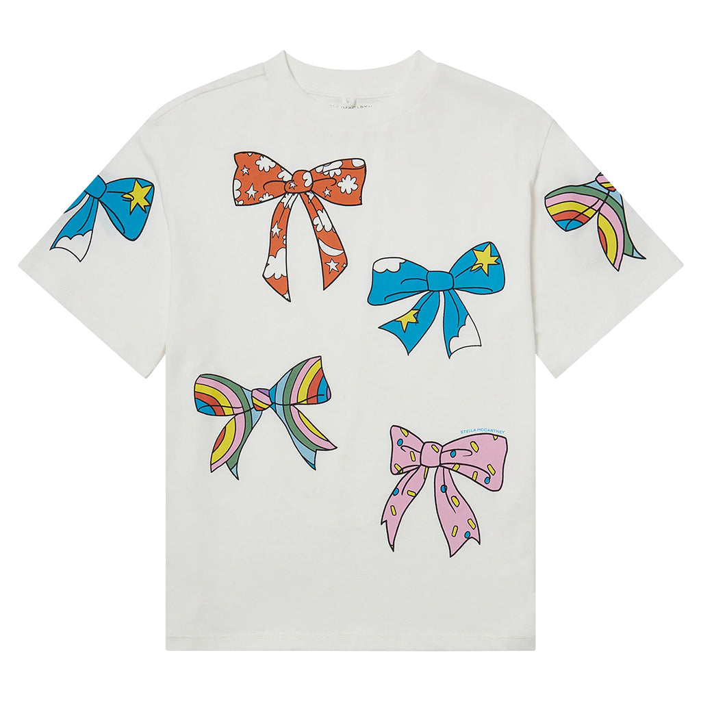 Stella McCartney Child T-shirt With Bow Print Ivory White