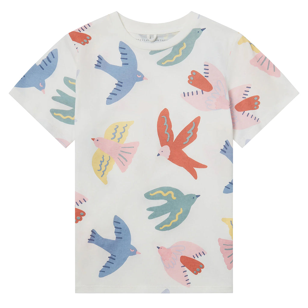 Stella McCartney Child T-shirt With Dove Print Ivory White