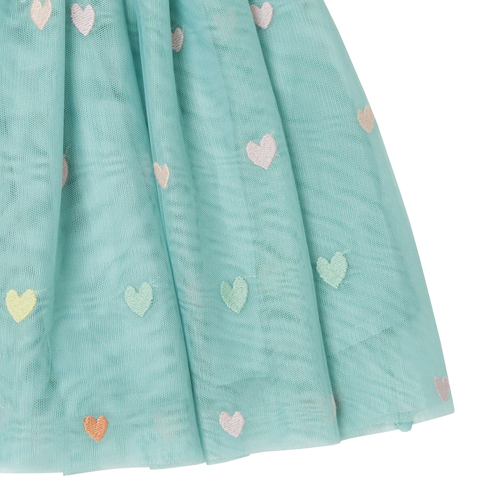Stella McCartney Child Tulle Skirt With Embroidered Hearts Sage Blue
