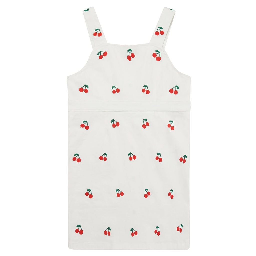 Stella McCartney Child Dress White With Cherries Embroidery