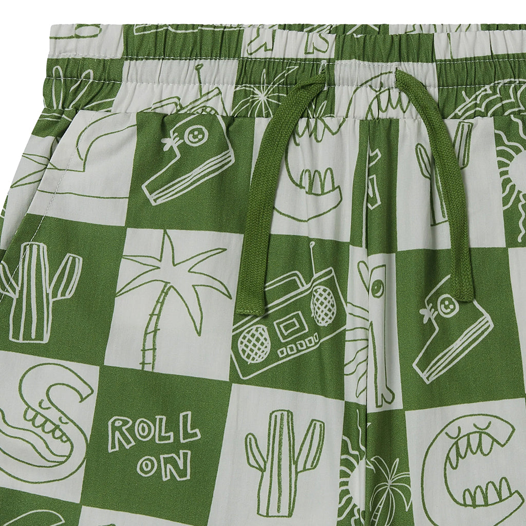 Stella McCartney Child Shorts Checkerboard Skater Print Green