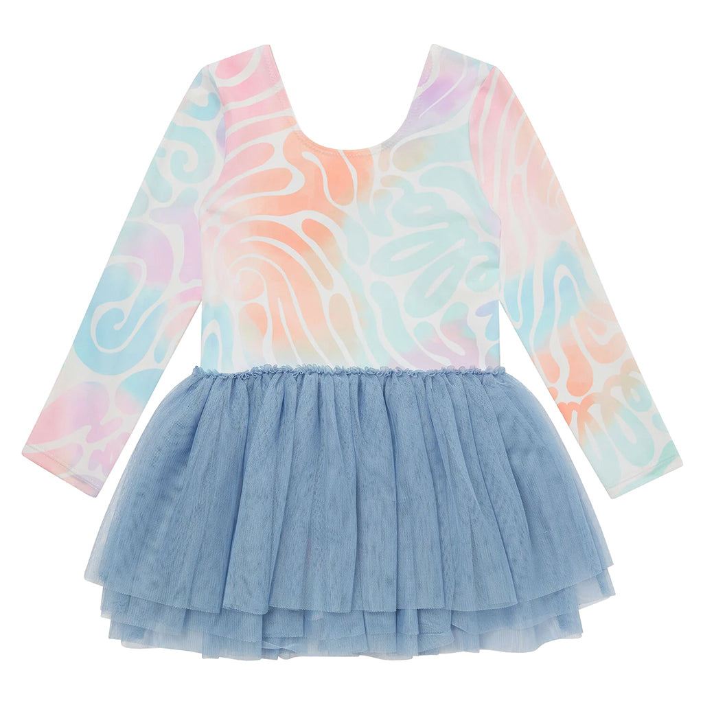 Stella McCartney Child Leotard Dress Tie Dye Wave Print Multicolour
