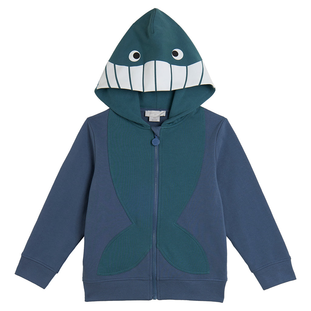 Stella McCartney Child Hooded Sweatshirt With Whale Print Blue