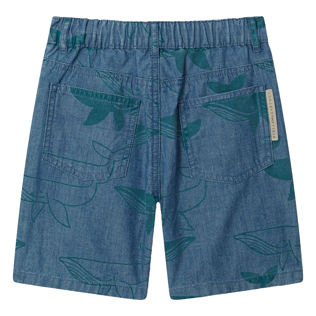 Stella McCartney Child Shorts Whale Print Denim Blue