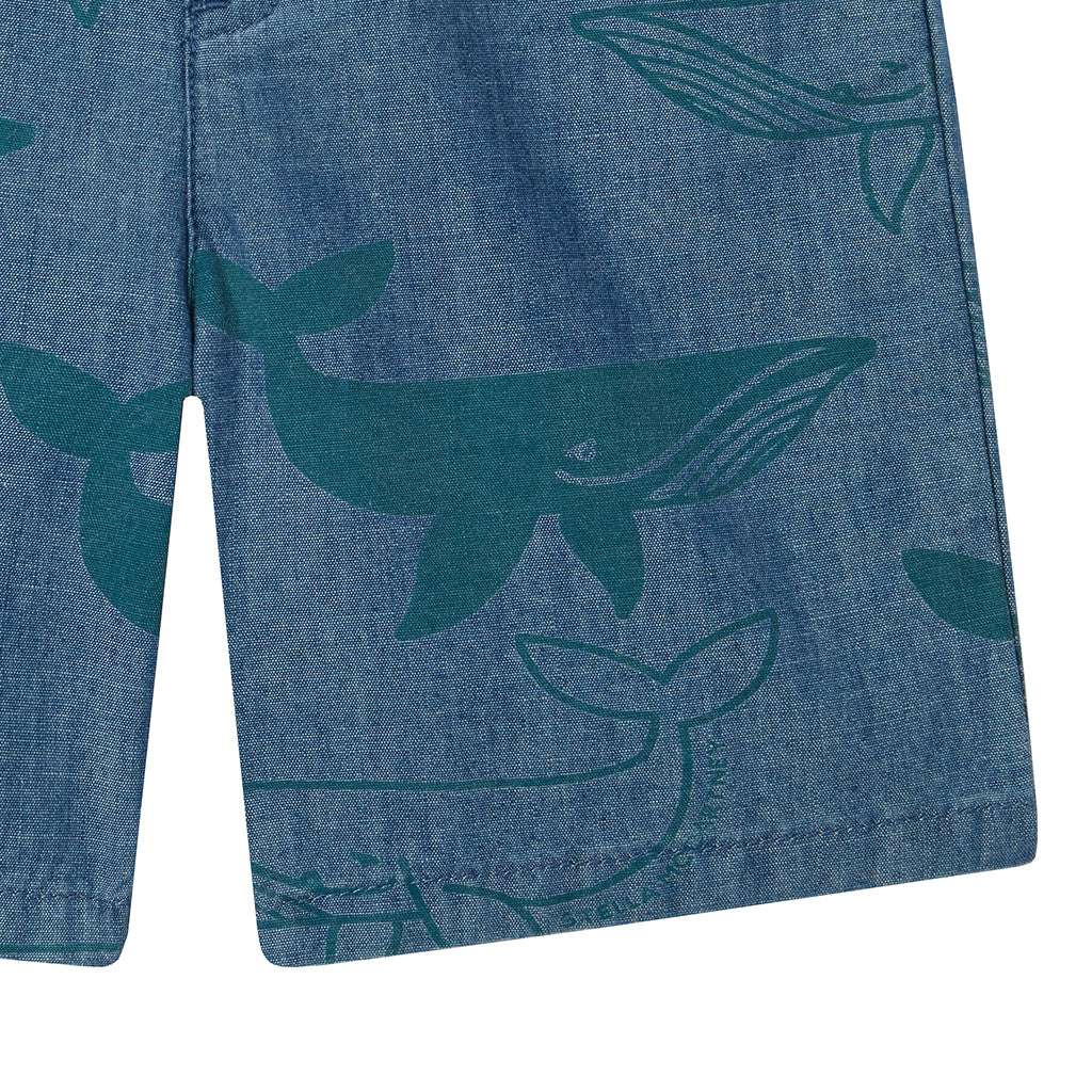 Stella McCartney Child Shorts Whale Print Denim Blue