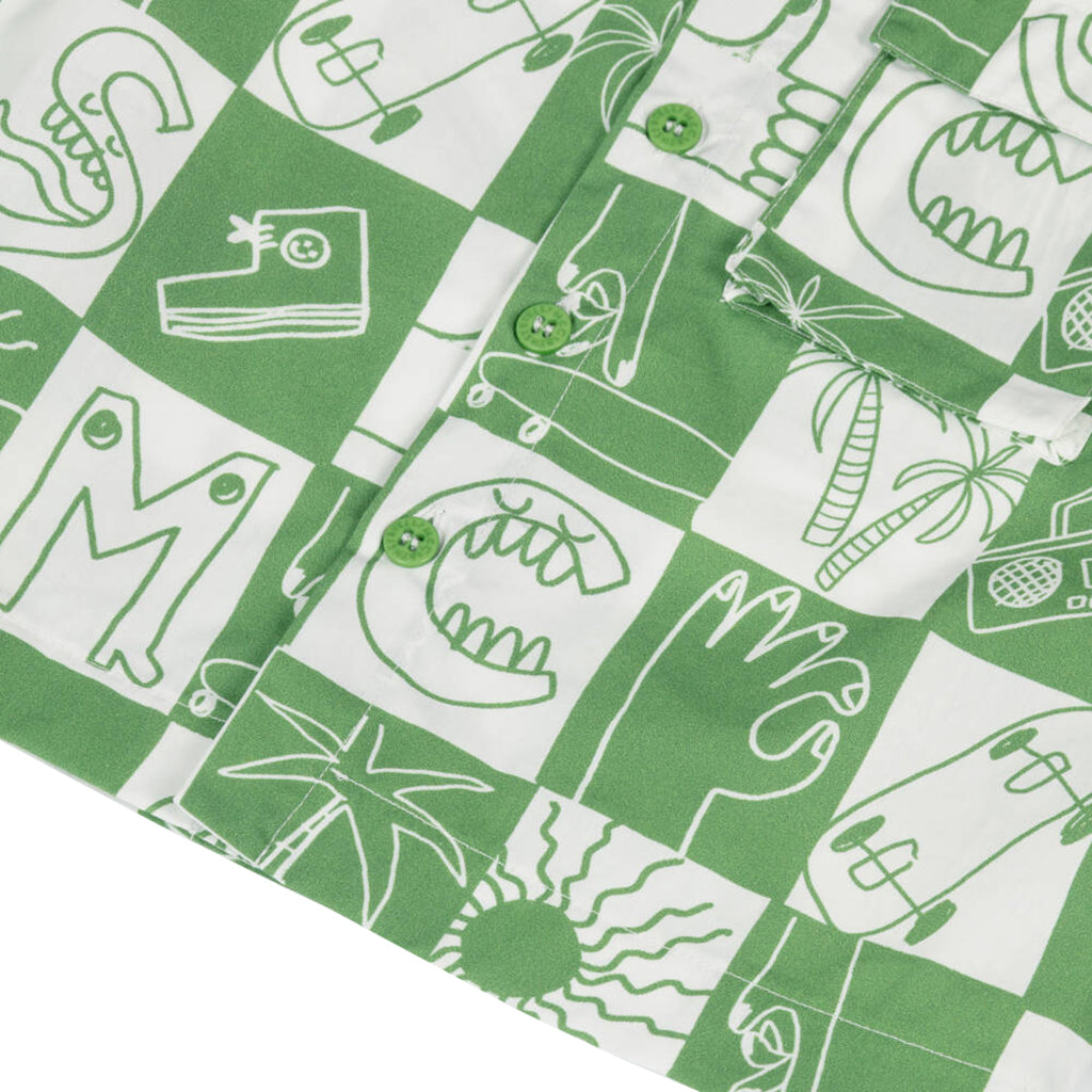 Stella McCartney Child Shirt Checkerboard Skater Print Green