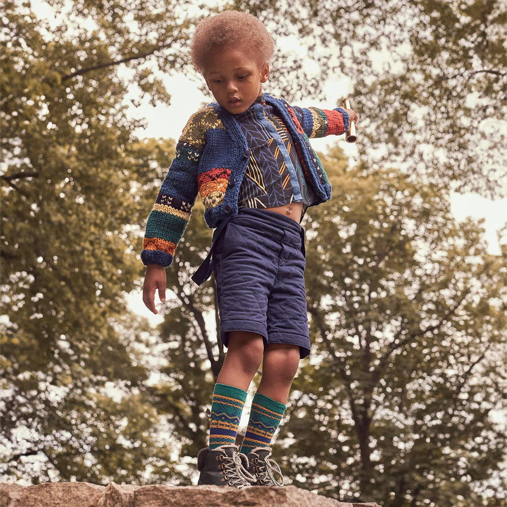 Tia Cibani Kids Child Fair Isle Knee Socks Breton Green Mix