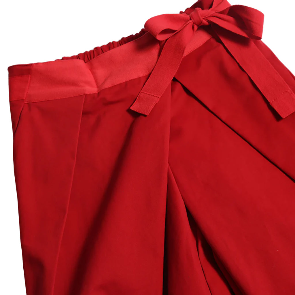 Tia Cibani Kids Woman Pleated Wide Leg Tie Pants Rouge Red