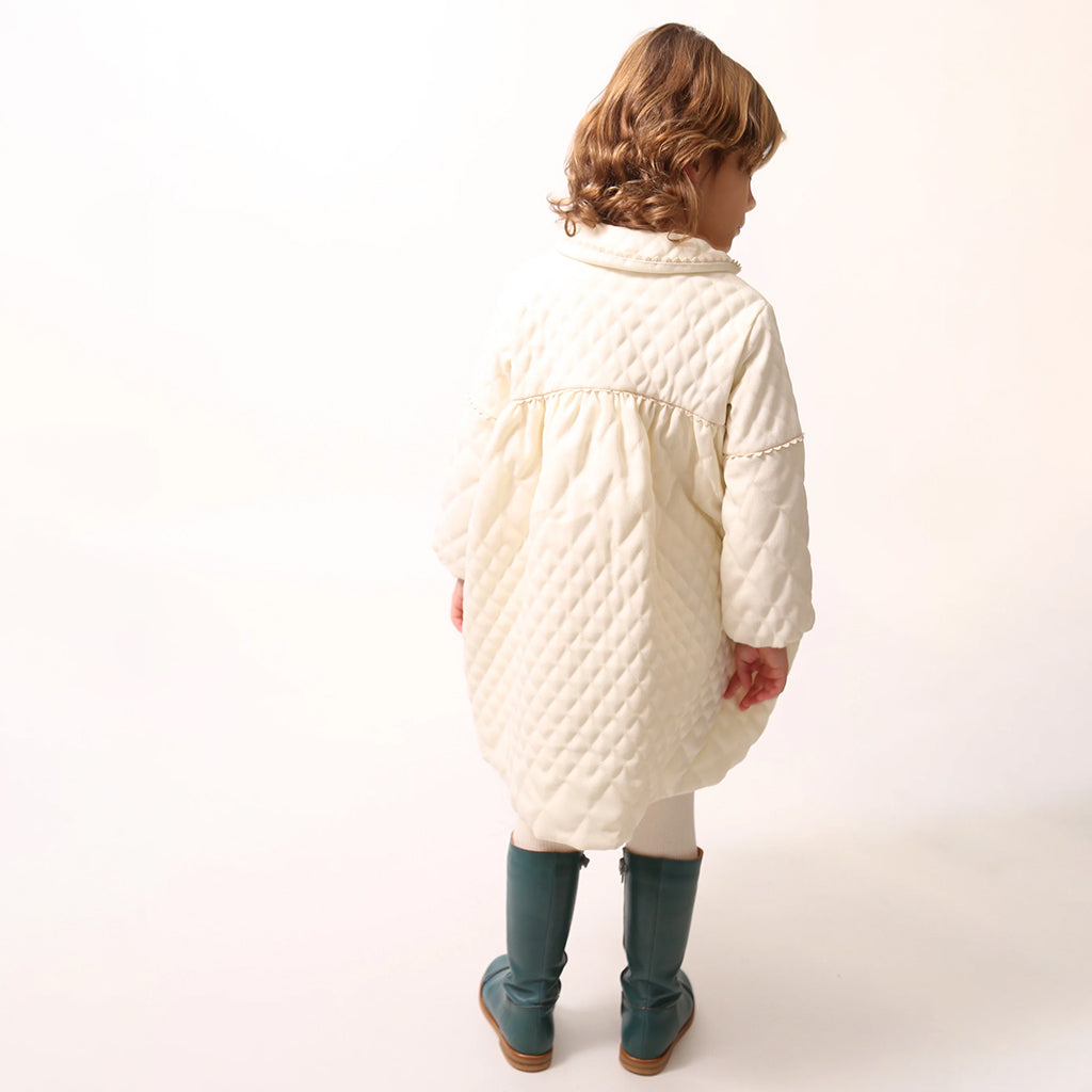 Tia Cibani Kids Child Brittany Tufted Dress Opal Cream