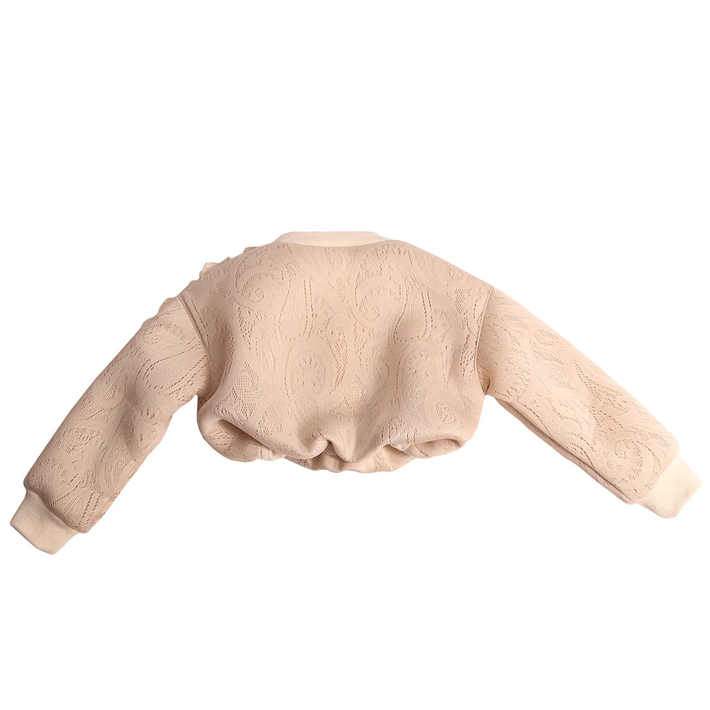 Tia Cibani Kids Child Gael Ruffled Lace Sweater Opal Cream