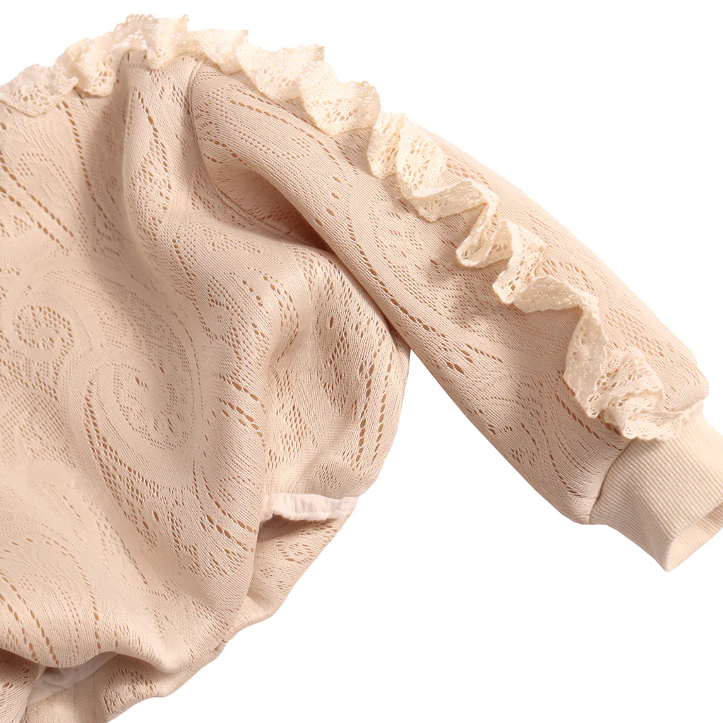 Tia Cibani Kids Child Gael Ruffled Lace Sweater Opal Cream