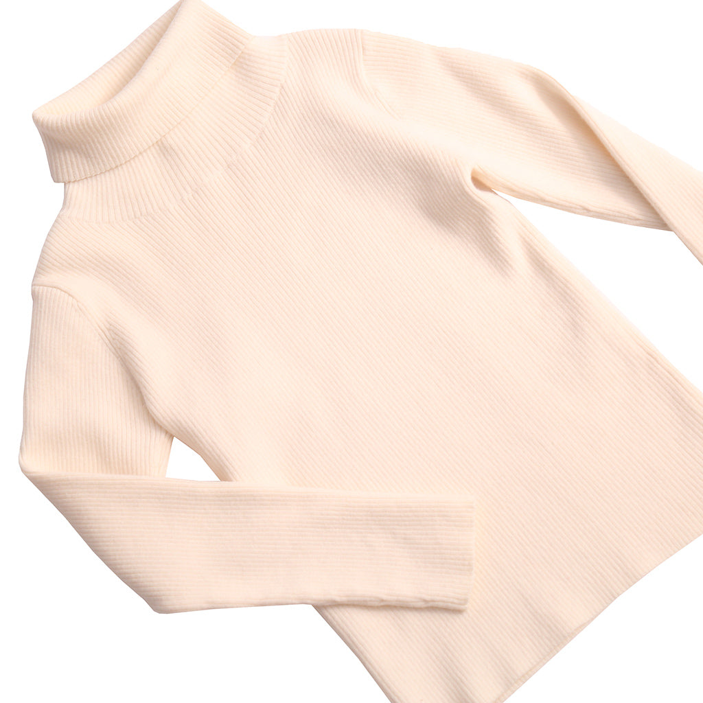 Tia Cibani Kids Child Slim Fit Ribbed Turtleneck Sweater Opal Cream