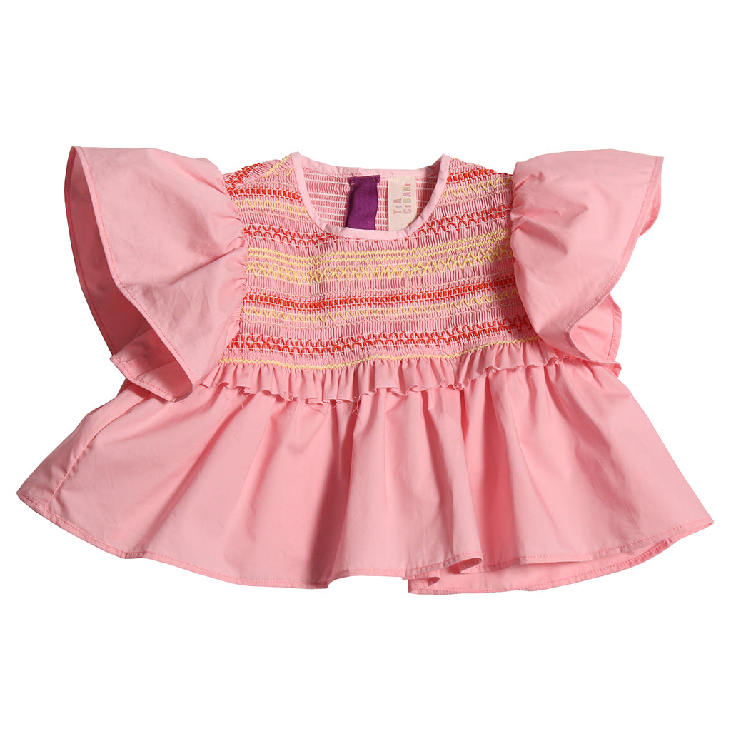 Tia Cibani Kids Baby Sofia Smocked Blouse Shrimp Pink