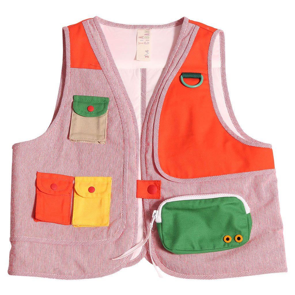 Tia Cibani Kids Child Fisher Utility Patchwork Vest SOS Red