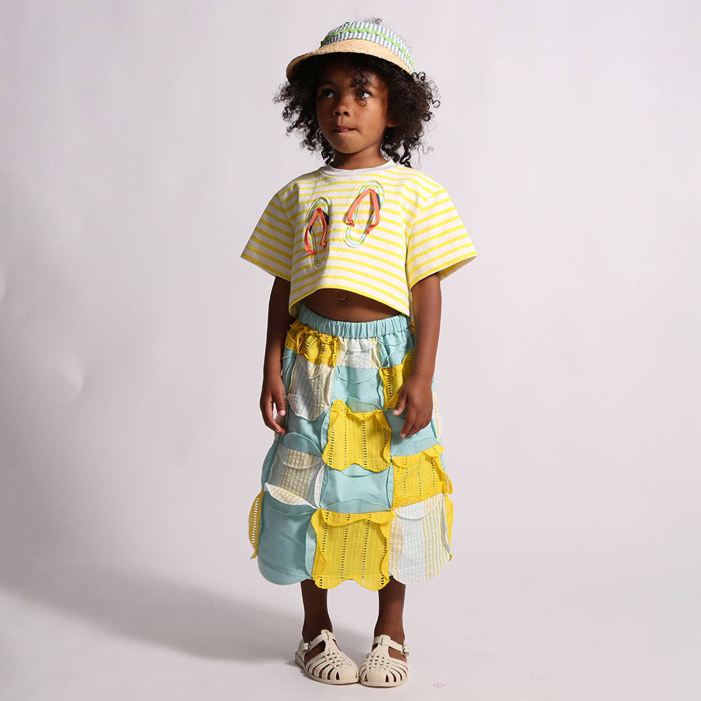 Tia Cibani Kids Child Flip Flop Cropped T-shirt Submarine Yellow