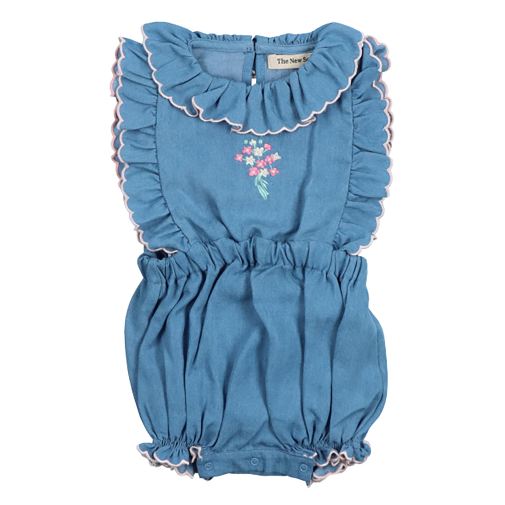 The New Society Baby Menta Romper Light Blue Chambray