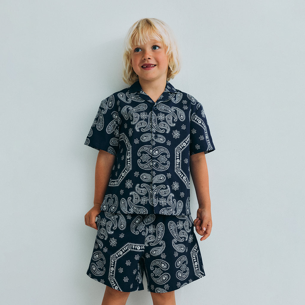 The New Society Child Aster Shirt Bandana Print Navy Blue