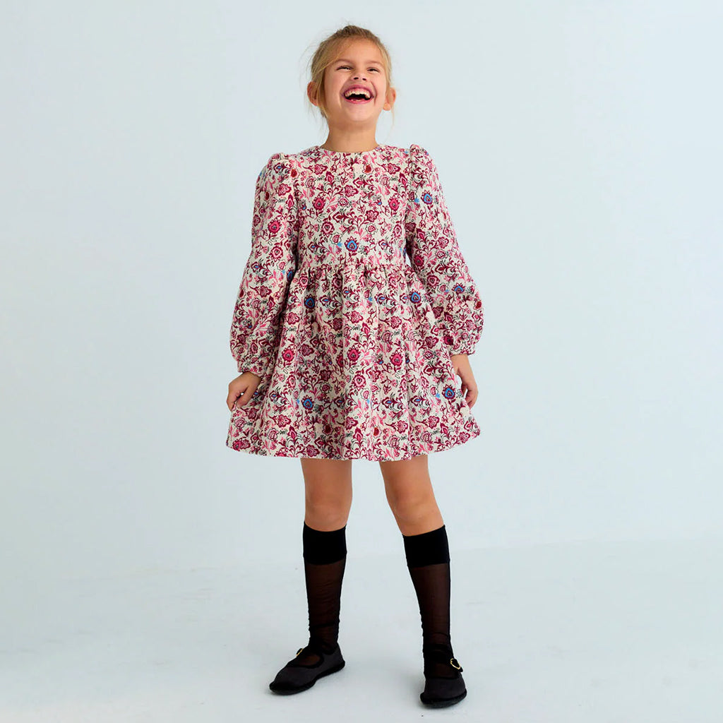 The New Society Child Clarissa Dress Jacquard Pink Floral Print