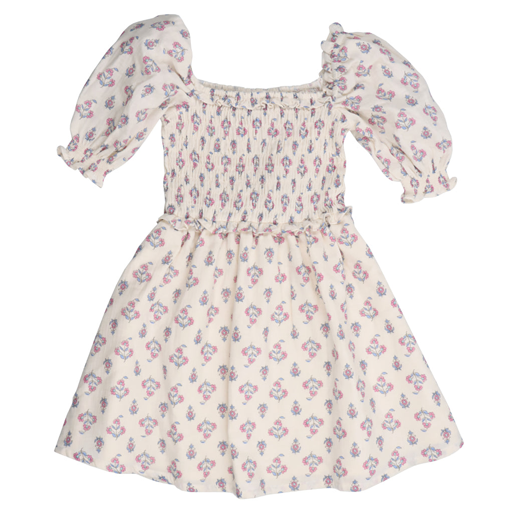 The New Society Child Clavel Dress Cream Floral Print