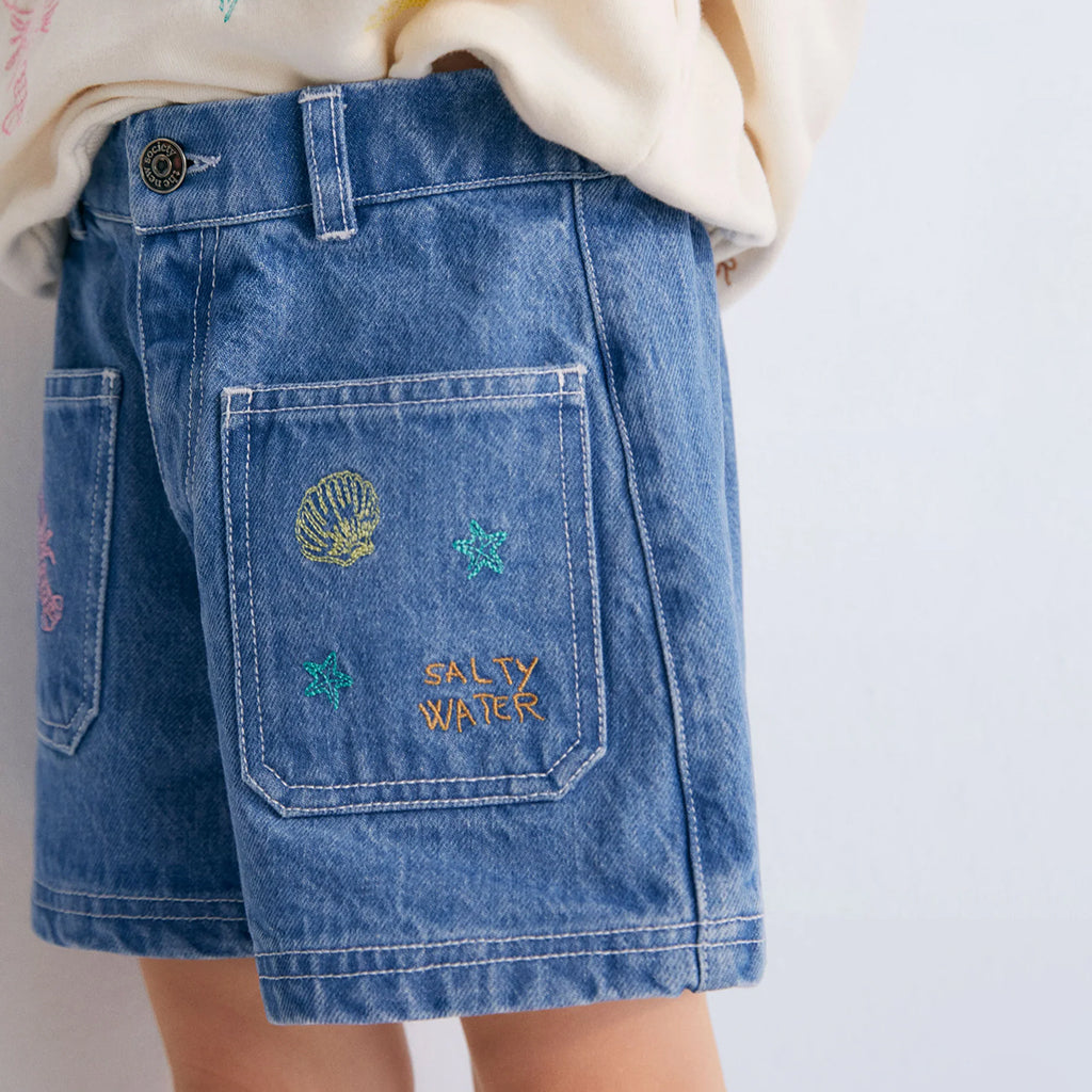 The New Society Child Kostas Shorts Mid Blue Denim
