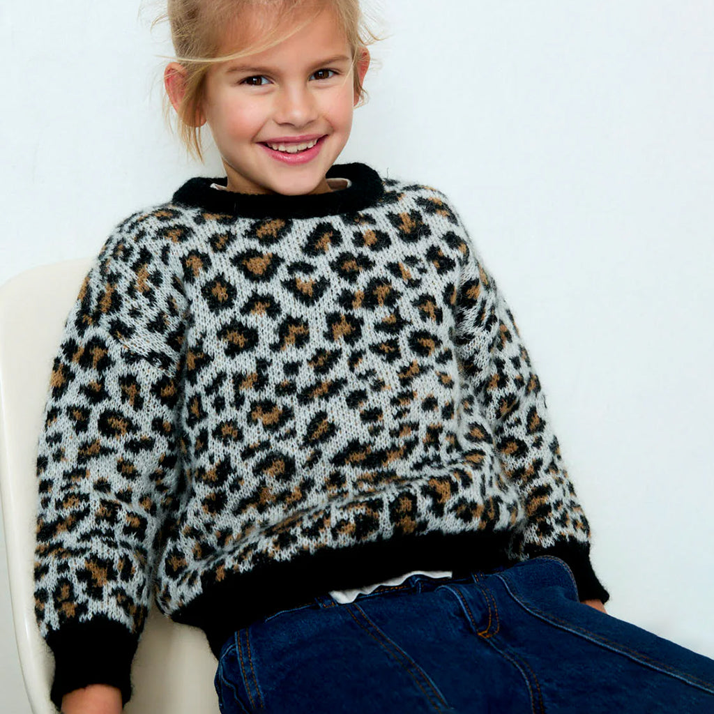 The New Society Child Nelia Sweater Black Animal Print