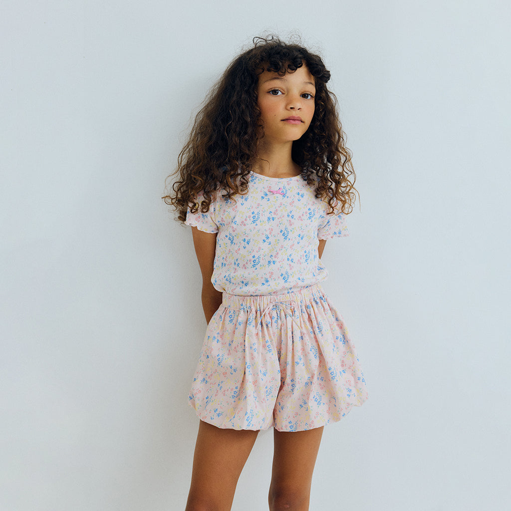 The New Society Child TNS Rib T-shirt Sabina Pink Floral Print