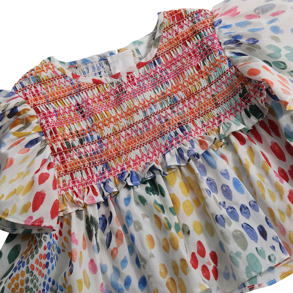 Tia Cibani Kids Baby Sofia Smocked Blouse Rainbow Print
