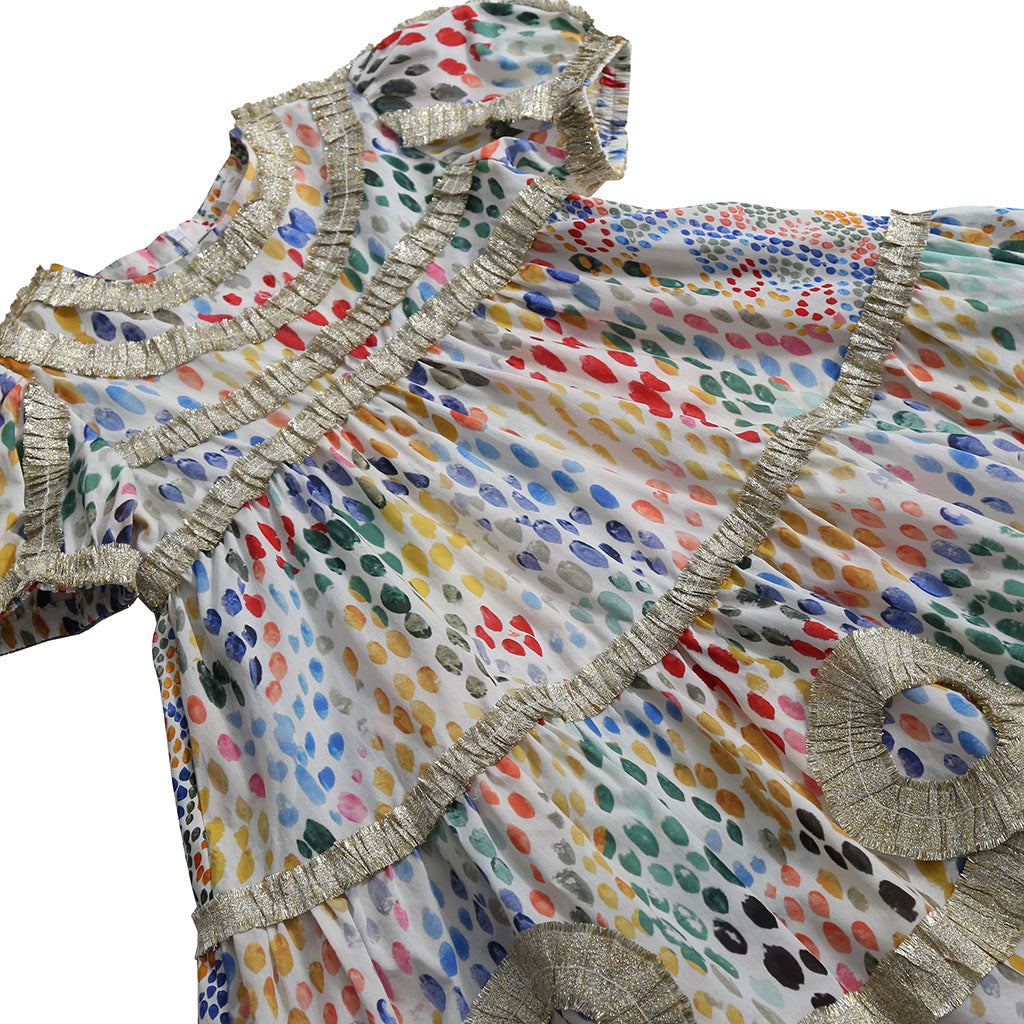 Tia Cibani Kids Child Alexandra Ribbon Pleated Dress Rainbow Print