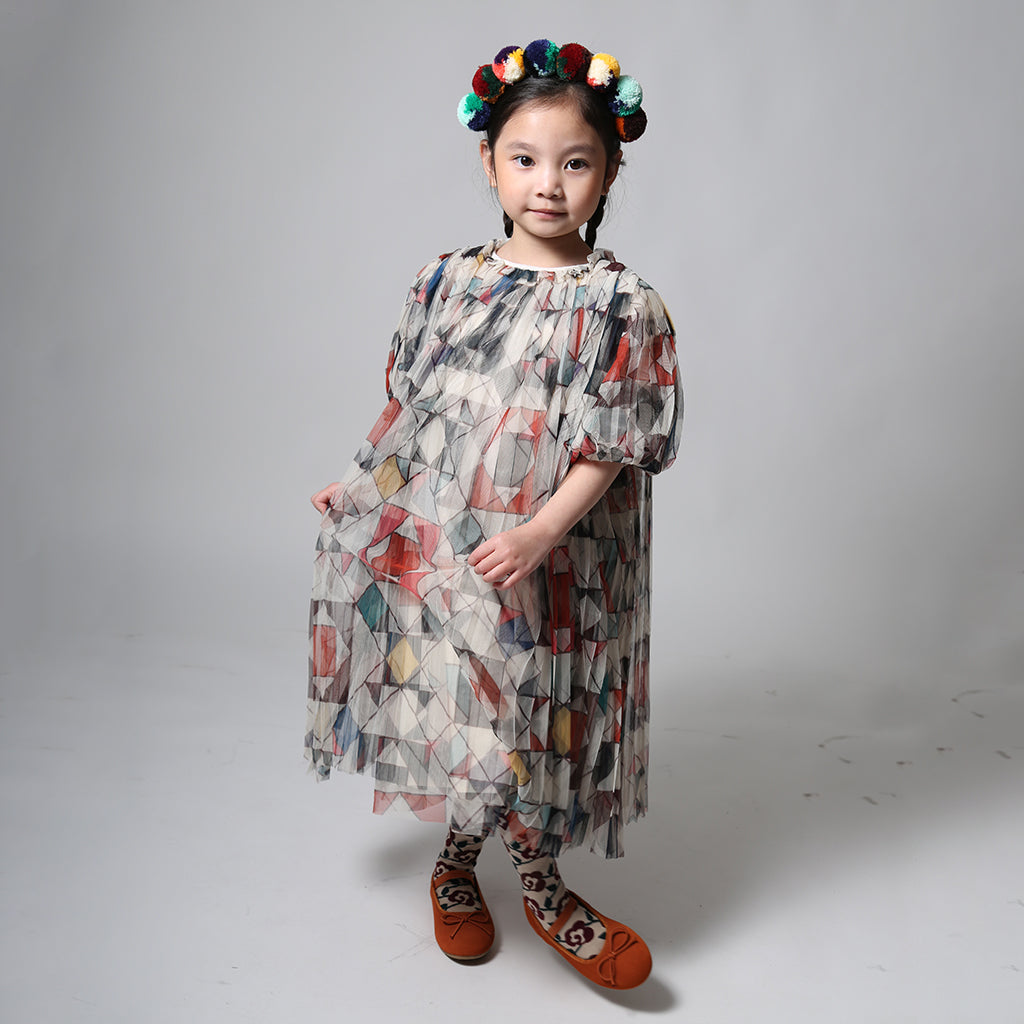 Tia Cibani Kids Child Crush Pleated Smock Dress Rainbow Print