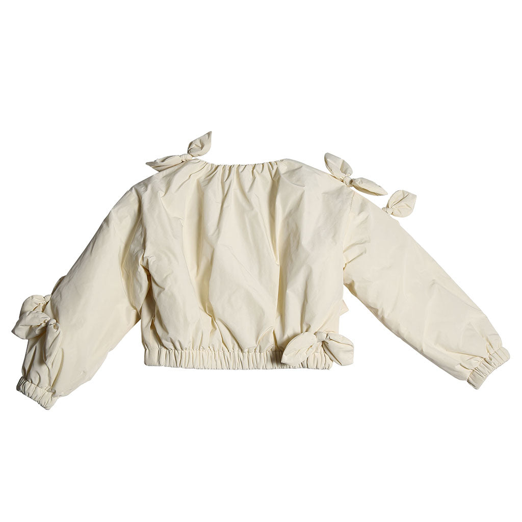 Tia Cibani Kids Child Estrella Bow Bomber Jacket Opal Cream