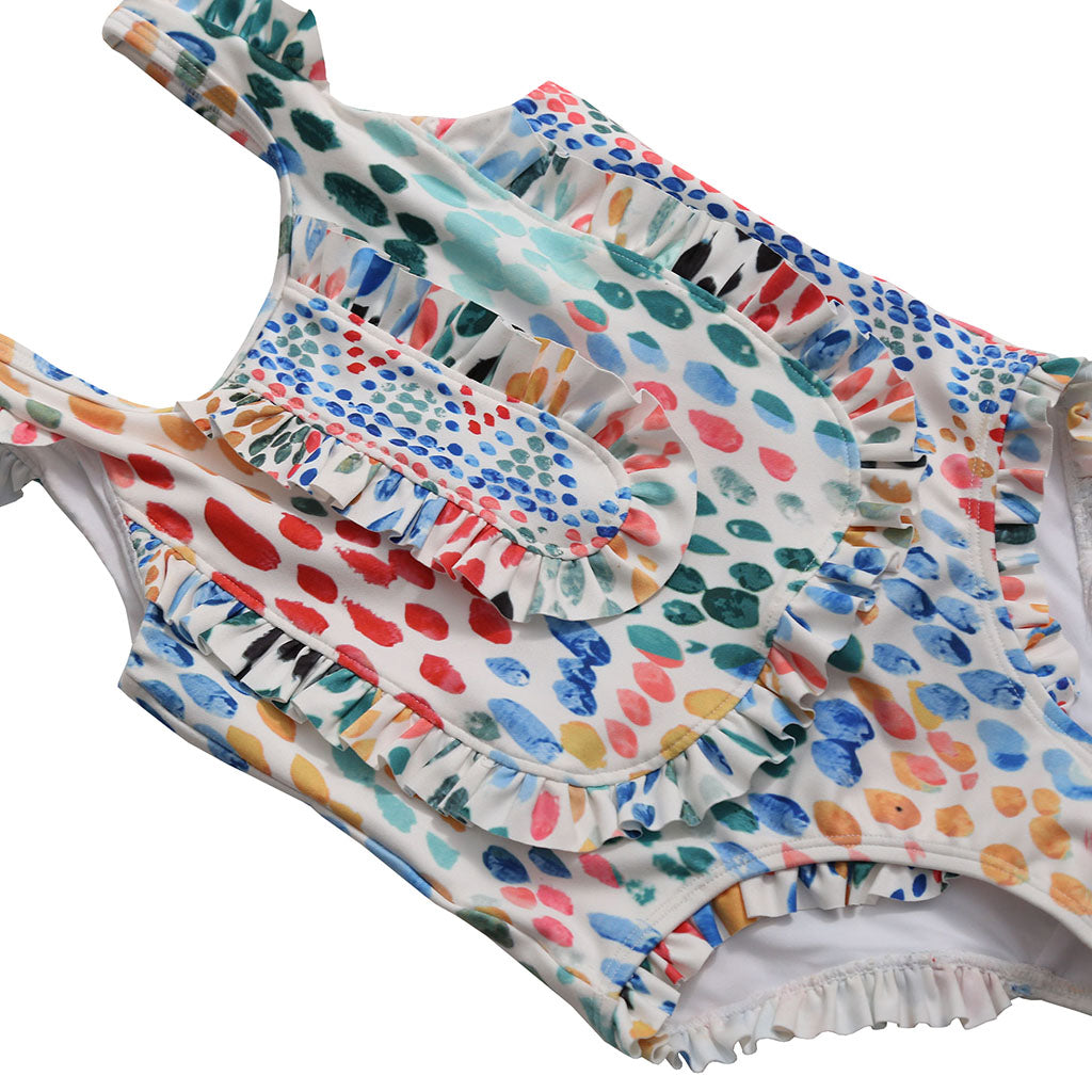 Tia Cibani Kids Child Marina Ruffle Swimsuit Rainbow Print