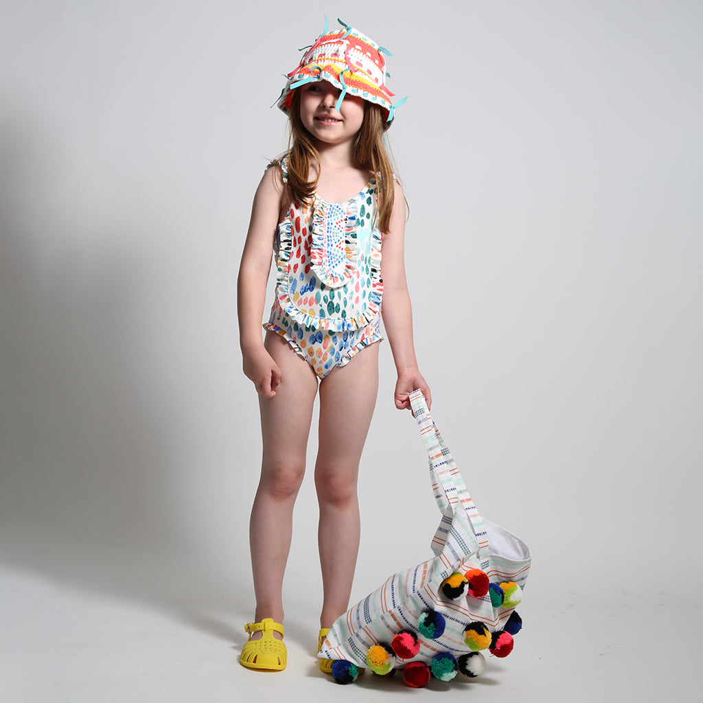 Tia Cibani Kids Child Marina Ruffle Swimsuit Rainbow Print