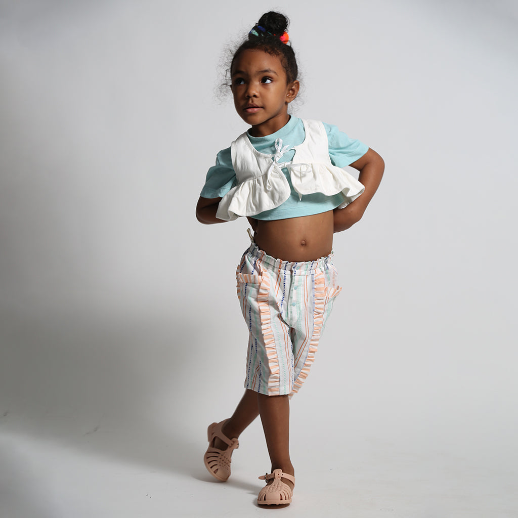 Tia Cibani Kids Child Ophelia Peplum Padded Vest Sugar White