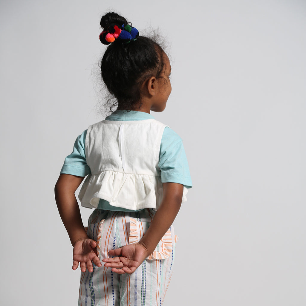 Tia Cibani Kids Child Ophelia Peplum Padded Vest Sugar White