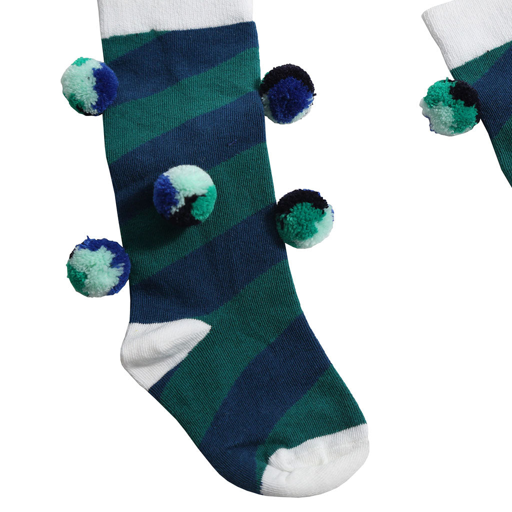 Tia Cibani Kids Child Pompom Socks Dolma Green Stripes