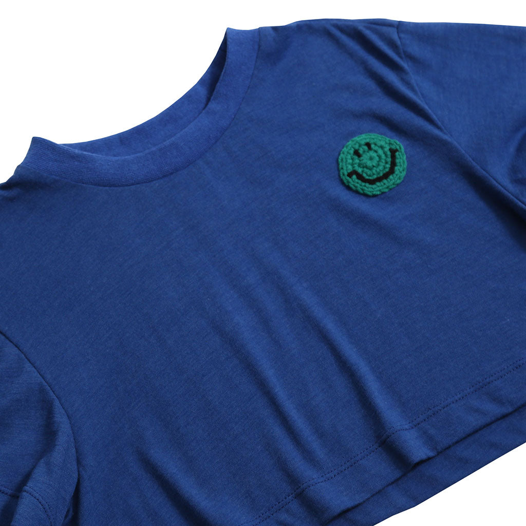 Tia Cibani Kids Child Smiley Cropped T-shirt Aegean Blue