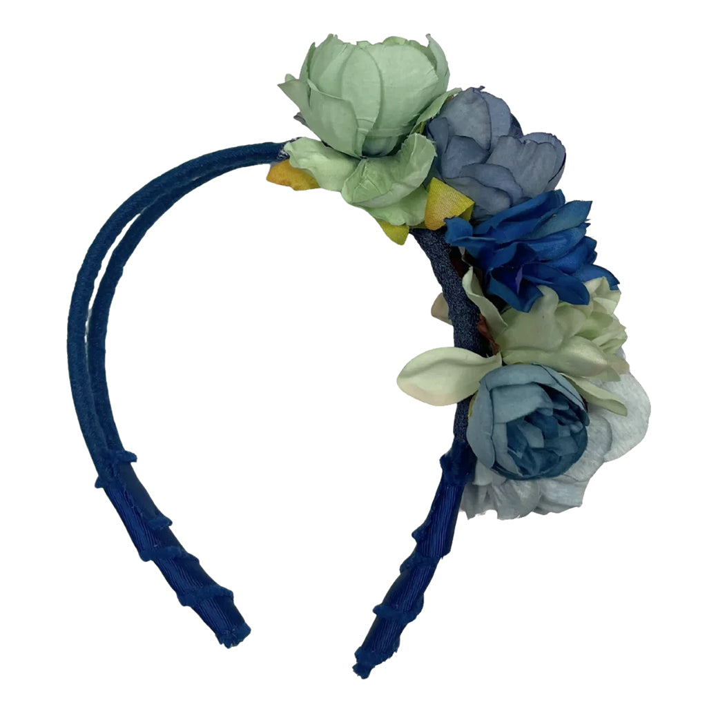 Tia Cibani Kids Child Asymmetric Flower Headband Denim Blue